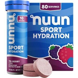 Nuun Sport Electrolyte Tablets, Magnesium, Calcium Tri-Berry, 8 Pack 80 Servings